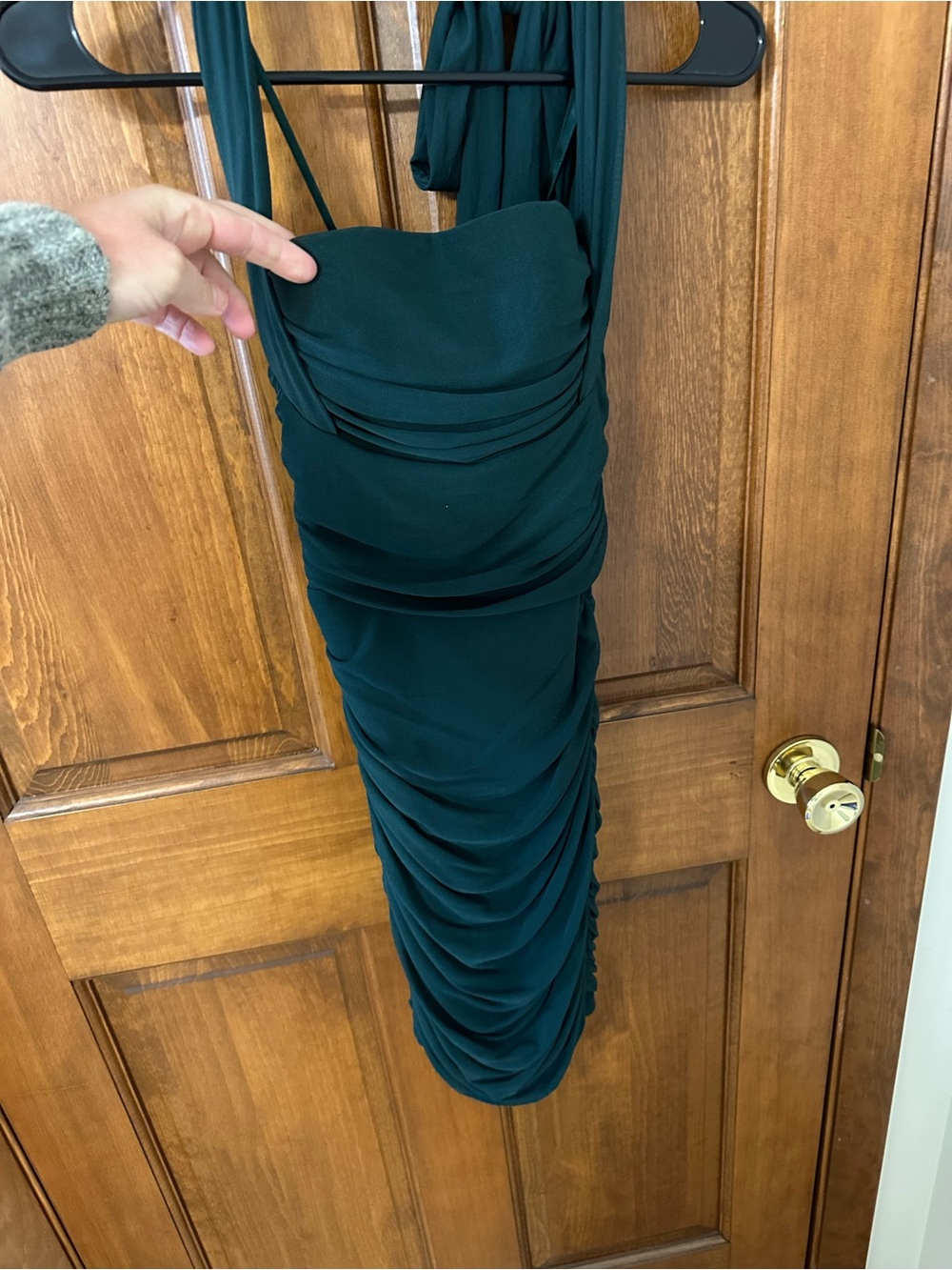 Windsor Dark Green Ruched Midi Dress
